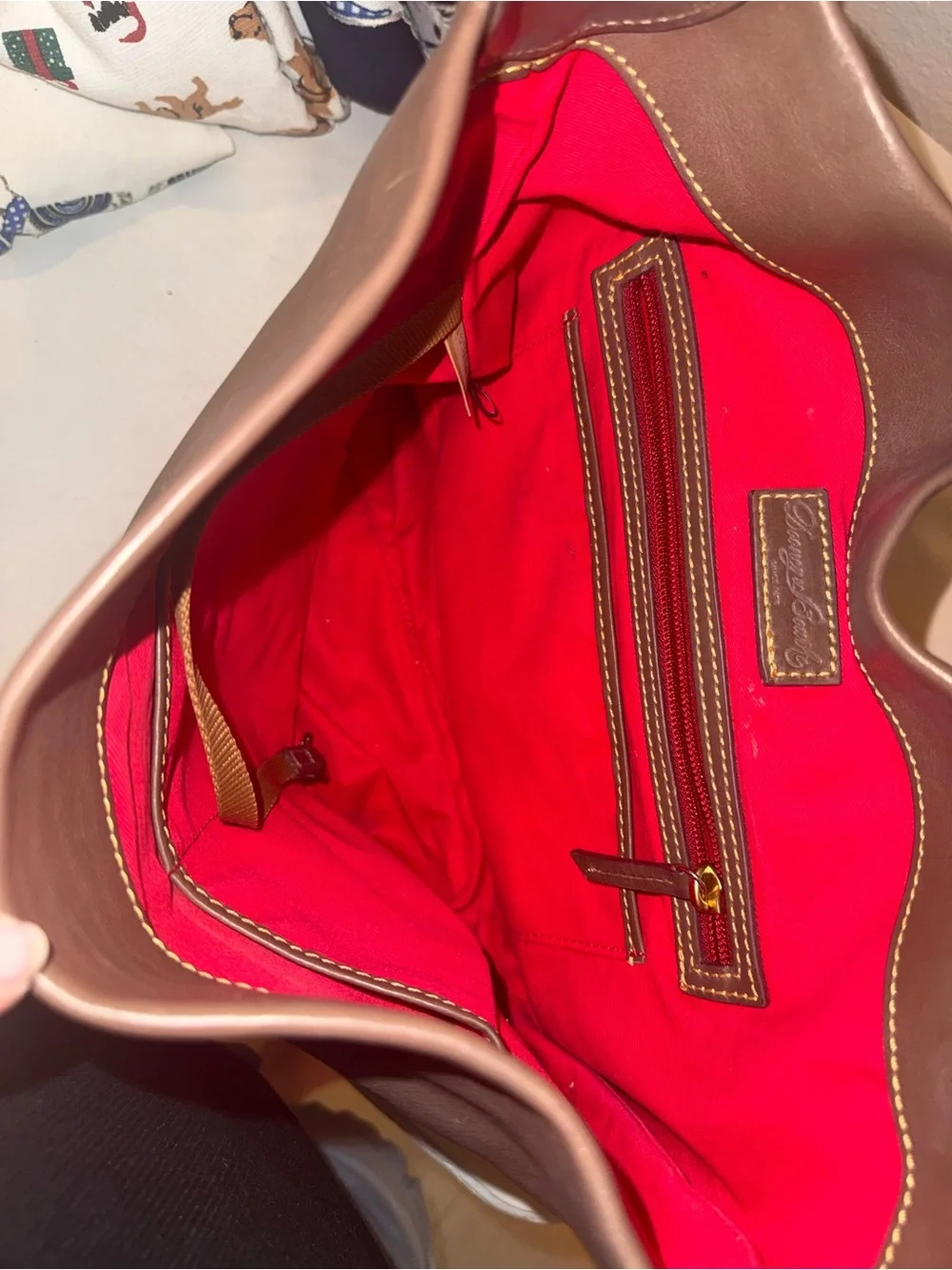 Dooney & Bourke Brown Leather Hobo with Gold Hardware